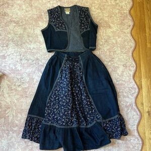 Gunne Sax demin skirt set